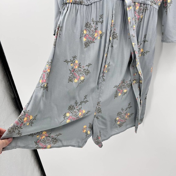 Motherhood Maternity Short Sleeve Romper Floral Fabric Tie Belt Pleated Medium - Picture 8 of 12